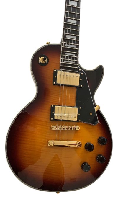 Custom Crown Tobacco Sunburst Flame Maple Top Guitar Black Pickguard