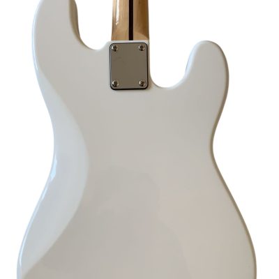 Custom Regent Adam White Left Handed 4 String Precision Jazz Bass Black Pickguard - Image 6