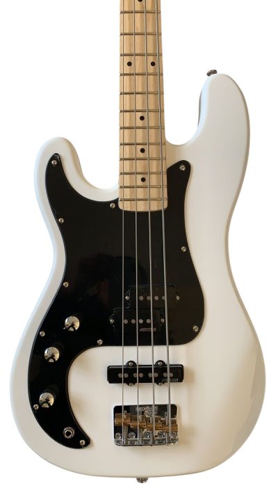 Custom Regent Adam White Left Handed 4 String Precision Jazz Bass Black Pickguard