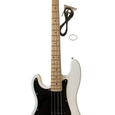 Custom Regent Adam White Left Handed 4 String Precision Jazz Bass Black Pickguard - Image 2