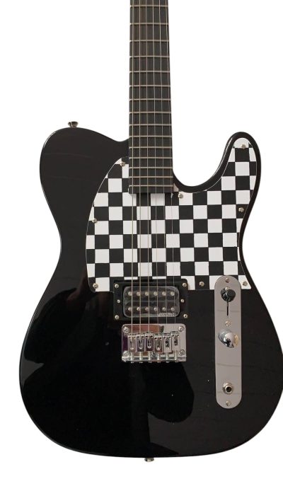 Custom Regent Avril Black Checkerboard Pickguard Electric Guitar 1 Pickup