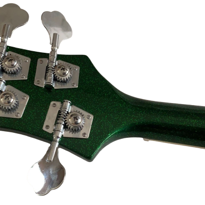 Custom Nova 4003 Sparkle Green Chrome Hardware 4 String Bass White Pickguard - Image 4