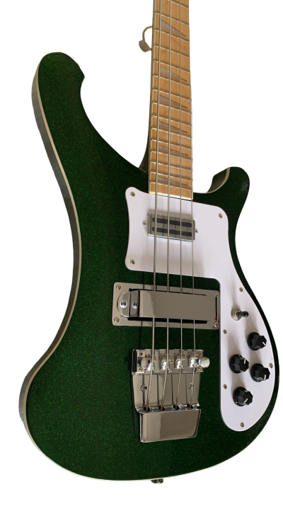 Custom Nova 4003 Sparkle Green Chrome Hardware 4 String Bass White Pickguard