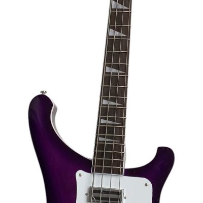 Custom Nova 4003 Purpleglo Violet Chrome Hardware 4 String Bass White Pickguard - Image 2