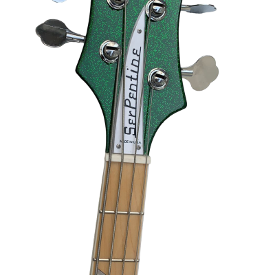 Custom Nova 4003 Sparkle Green Chrome Hardware 4 String Bass White Pickguard - Image 11