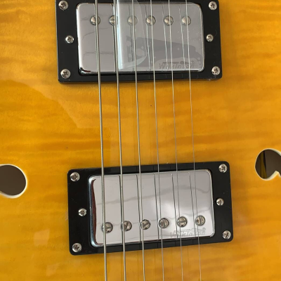 Custom Regent Jonny Greenwood Fhole TV Yellow Tiger Maple Top Star Guitar - Image 4