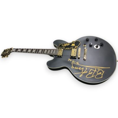 Custom Crown ES335 BB King Lucille Satin Ebony Black 6 String Electric Guitar - Image 2