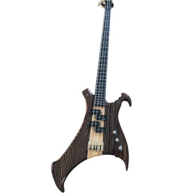 Custom Pulse Buzzard Natural Zebrano Zebrawood Entwistle 4 String Bass Number Inlays - Image 4
