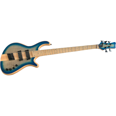 Custom Onyx Patriot Hadrien Black Jeans 2 Tone Blue Burst 5 String Bass Fanned Frets - Image 2