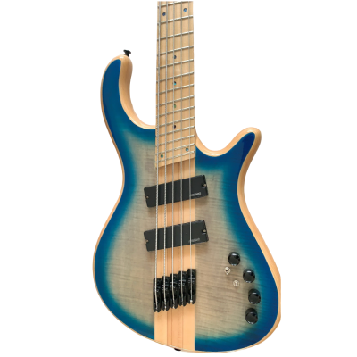 Custom Onyx Patriot Hadrien Black Jeans 2 Tone Blue Burst 5 String Bass Fanned Frets