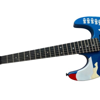 Custom Obsidian George Lynch Kamikaze II Blue Camouflage Electric Guitar - Image 5