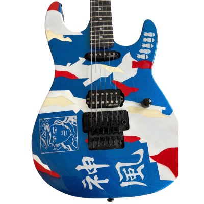 Custom Obsidian George Lynch Kamikaze II Blue Camouflage Electric Guitar