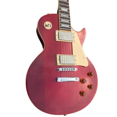 Custom Crown George Harrison Lucy Red Flame Maple Top Chrome Hardware Electric Guitar