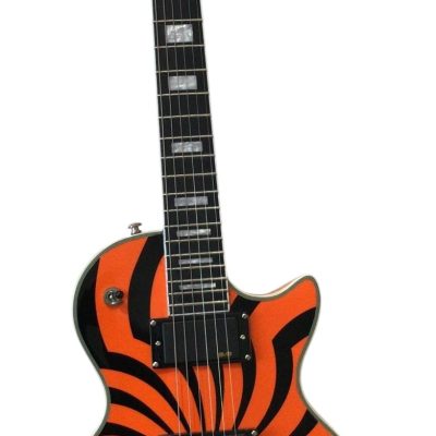 Custom Crown Buzzsaw Bullseye Zakk Wylde Orange Black Guitar - Image 4