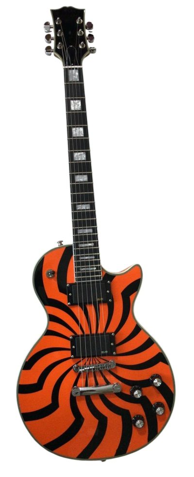 Custom Crown Buzzsaw Bullseye Zakk Wylde Orange Black Guitar - Image 4