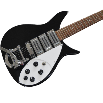 Custom Nova Black Jetglo 325C64 21 Inch Scale Length 6 String Electric Guitar