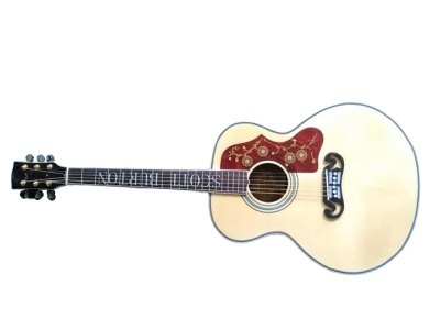 Custom Crown SJ200 Natural Studio Acoustic Personalized Fretboard Guitar Elvis Moustache Bridge - Image 2