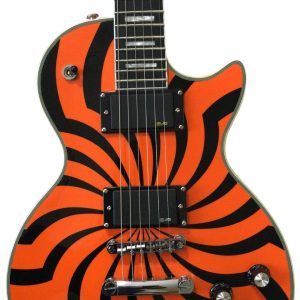 Custom Crown Buzzsaw Bullseye Zakk Wylde Orange Black Guitar