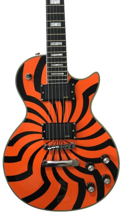 Custom Crown Buzzsaw Bullseye Zakk Wylde Orange Black Guitar