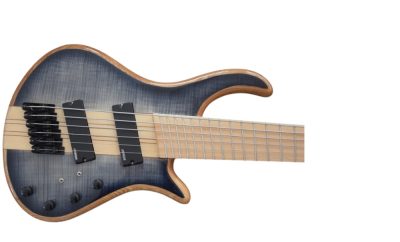 Custom Onyx Patriot Gray Flame Maple 6 String Bass Multi Scale Fanned Fret - Image 10