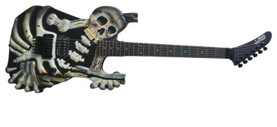 Custom Obsidian George Lynch White Skull And Bones Hand Painted Carved Skeleton Guitar - Image 9