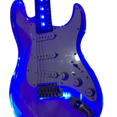 Custom Regent Plexiglass Acrylic Lucite LED Guitar ST Rosewood Fretboard