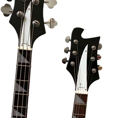 Custom Nova 4080 Geddy Lee Double Neck Jetglo Black 4 String Bass 6 String Guitar Black Pickguard - Image 2