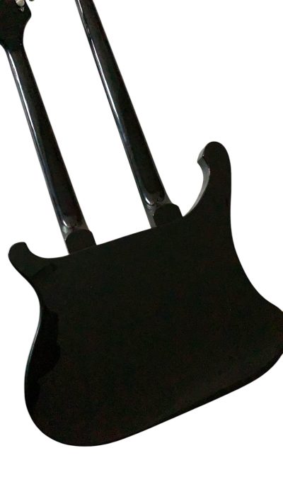 Custom Nova 4080 Geddy Lee Double Neck Jetglo Black 4 String Bass 6 String Guitar Black Pickguard - Image 5