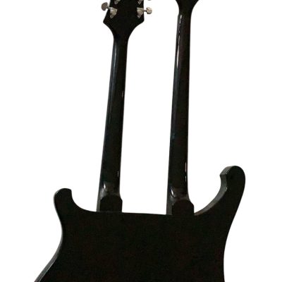 Custom Nova 4080 Geddy Lee Double Neck Jetglo Black 4 String Bass 6 String Guitar Black Pickguard - Image 6