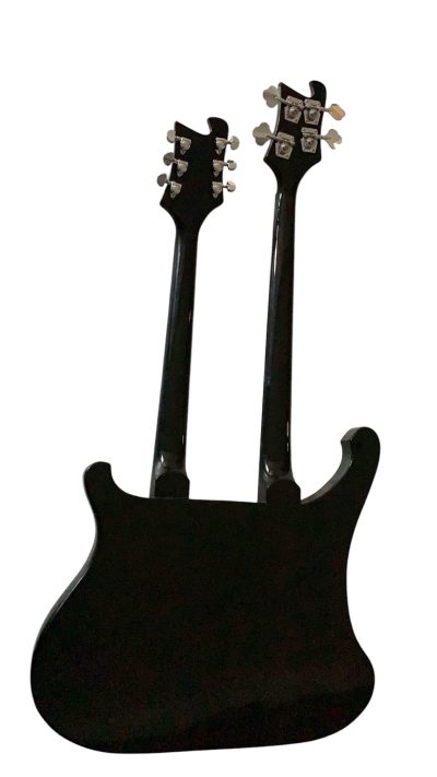 Custom Nova 4080 Geddy Lee Double Neck Jetglo Black 4 String Bass 6 String Guitar Black Pickguard - Image 6