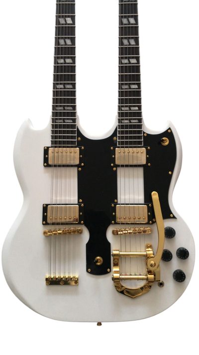 Custom Crown SG EDS1275 Bigsby Don Felder Arctic White Double Neck 12 6 String Guitar