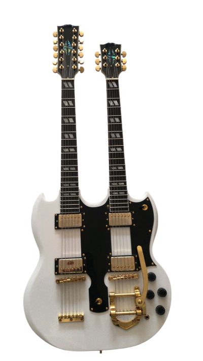 Custom Crown SG EDS1275 Bigsby Don Felder Arctic White Double Neck 12 6 String Guitar - Image 3