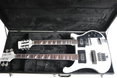 Custom Nova 4080 Geddy Lee Double Neck Tuxedo White 4 String Bass 12 String Guitar - Image 4