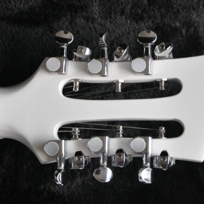 Custom Nova 4080 Geddy Lee Double Neck Tuxedo White 4 String Bass 12 String Guitar - Image 5