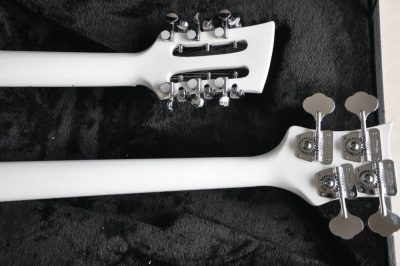 Custom Nova 4080 Geddy Lee Double Neck Tuxedo White 4 String Bass 12 String Guitar - Image 6
