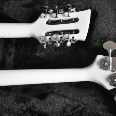 Custom Nova 4080 Geddy Lee Double Neck Tuxedo White 4 String Bass 12 String Guitar - Image 6