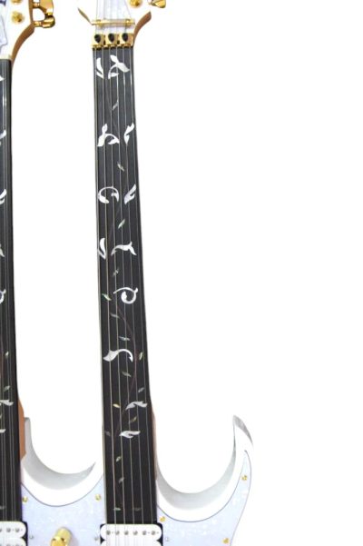 Custom Axis Steve Vai Double Neck White Jem 6 and 12 String Guitar Tree Of Life Inlay - Image 8