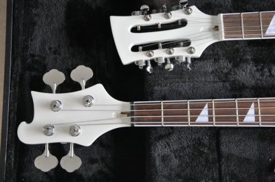 Custom Nova 4080 Geddy Lee Double Neck Tuxedo White 4 String Bass 12 String Guitar - Image 9