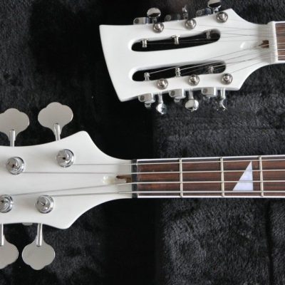 Custom Nova 4080 Geddy Lee Double Neck Tuxedo White 4 String Bass 12 String Guitar - Image 9