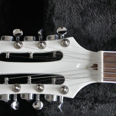 Custom Nova 4080 Geddy Lee Double Neck Tuxedo White 4 String Bass 12 String Guitar - Image 11