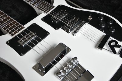 Custom Nova 4080 Geddy Lee Double Neck Tuxedo White 4 String Bass 12 String Guitar - Image 12
