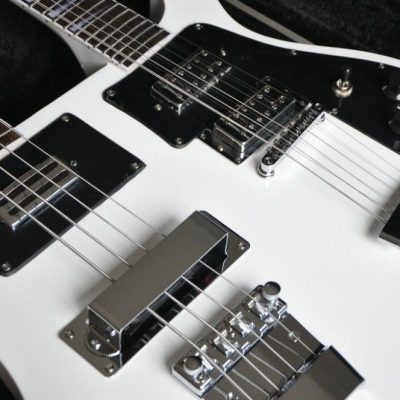 Custom Nova 4080 Geddy Lee Double Neck Tuxedo White 4 String Bass 12 String Guitar - Image 12