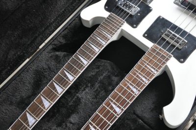 Custom Nova 4080 Geddy Lee Double Neck Tuxedo White 4 String Bass 12 String Guitar - Image 14