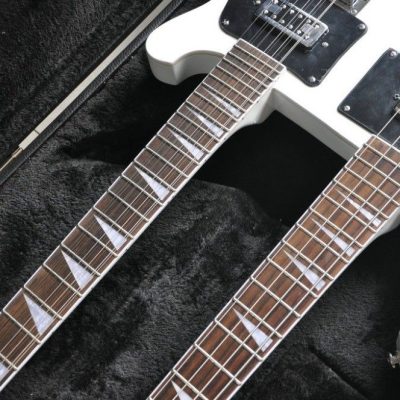 Custom Nova 4080 Geddy Lee Double Neck Tuxedo White 4 String Bass 12 String Guitar - Image 14