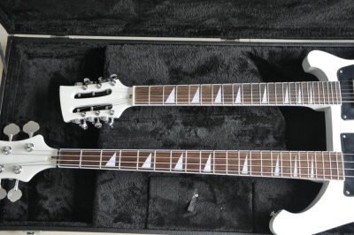Custom Nova 4080 Geddy Lee Double Neck Tuxedo White 4 String Bass 12 String Guitar - Image 16