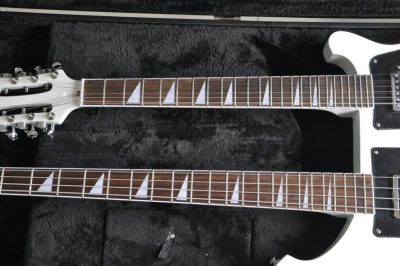 Custom Nova 4080 Geddy Lee Double Neck Tuxedo White 4 String Bass 12 String Guitar - Image 17