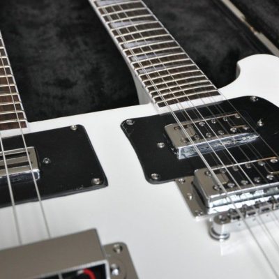 Custom Nova 4080 Geddy Lee Double Neck Tuxedo White 4 String Bass 12 String Guitar - Image 18