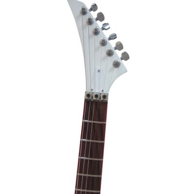 Custom Race Flying V Buckethead White Red Stripe Y2KV Guitar Floyd Rose Tremolo - Image 3