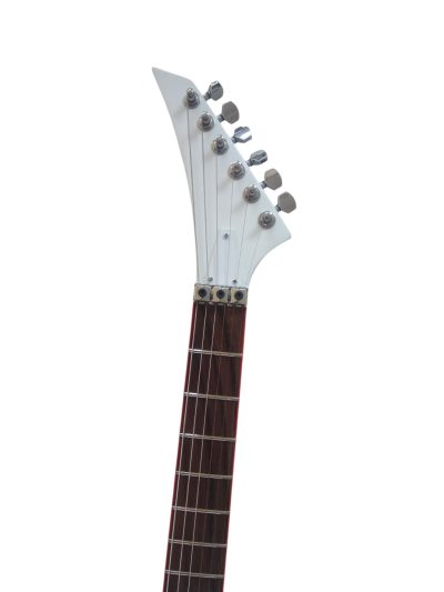 Custom Race Flying V Buckethead White Red Stripe Y2KV Guitar Floyd Rose Tremolo - Image 3