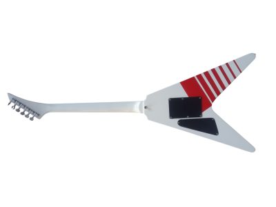 Custom Race Flying V Buckethead White Red Stripe Y2KV Guitar Floyd Rose Tremolo - Image 9